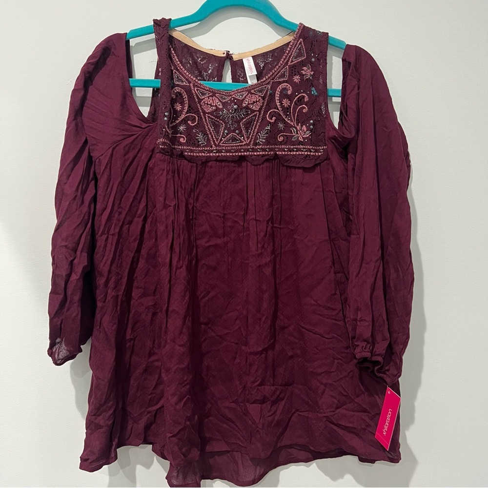 Burgundy Lace Blouse
